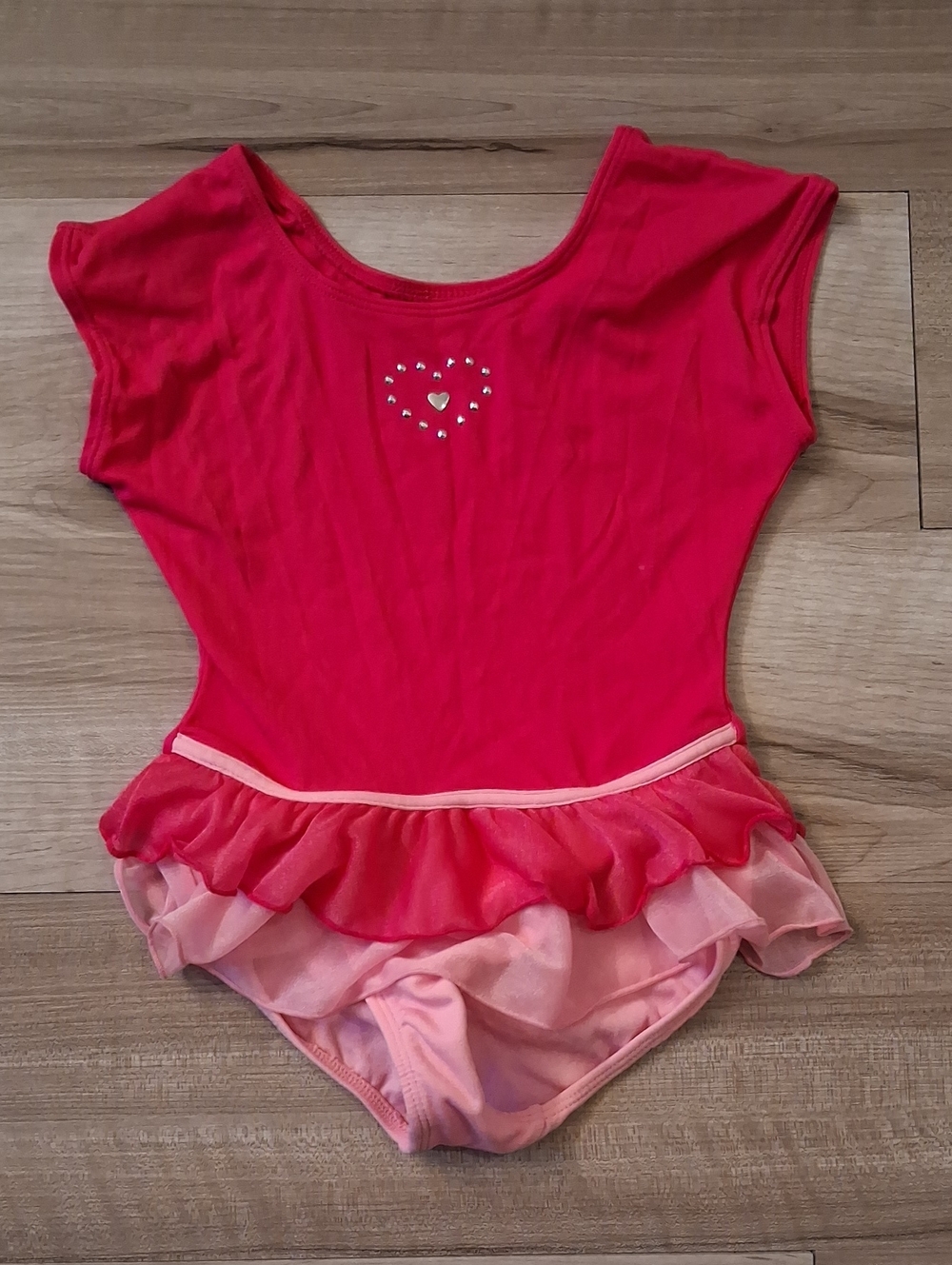 Danskin Hot Pink and Light Pink Ruffle Tank Leotard Size 6/6x (L)
